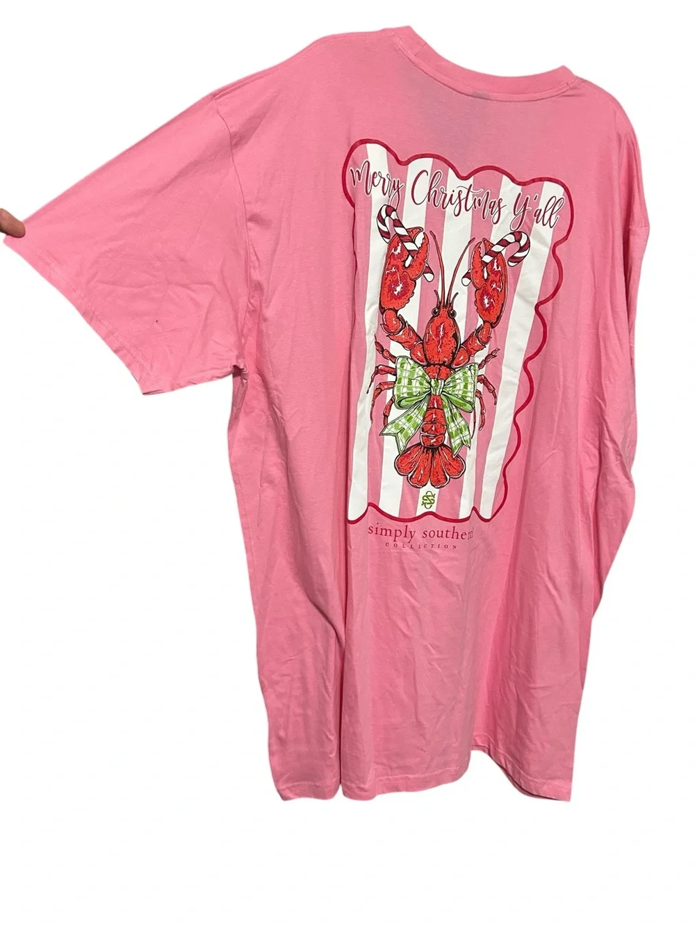Simply Southern Pink Lobster Holiday Print Tshirt - Picture 3 of 6